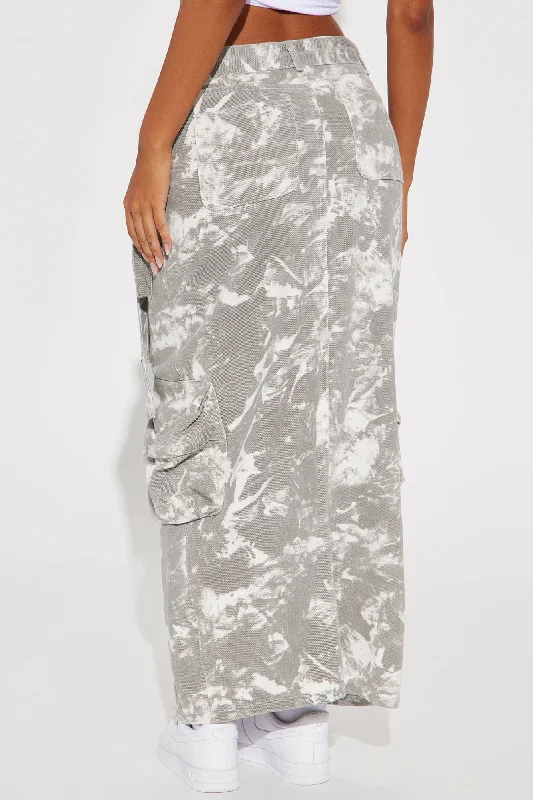 Lost In A Fog Cargo Maxi Skirt - Grey/combo