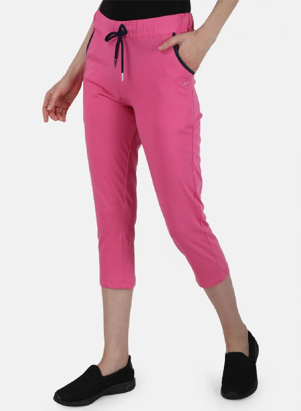 Womens Pink Regular Capri