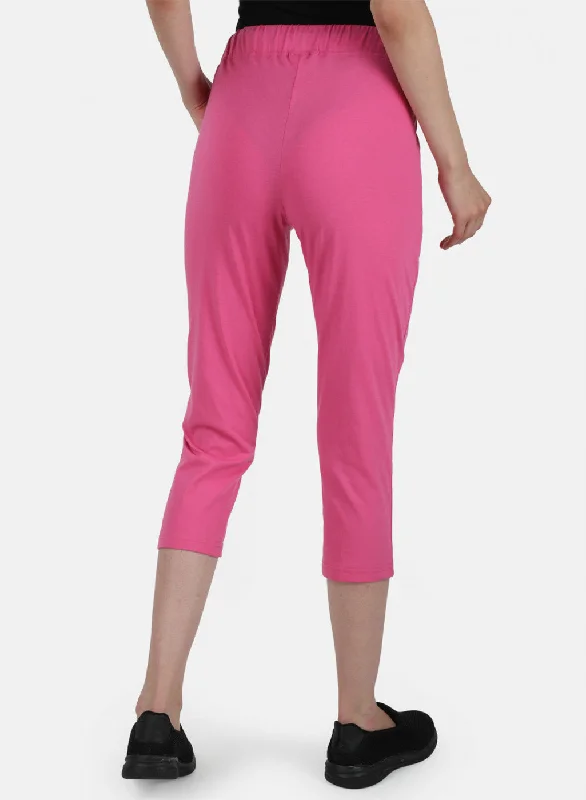 Womens Pink Regular Capri