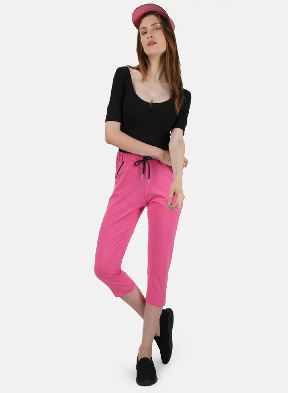 Womens Pink Regular Capri