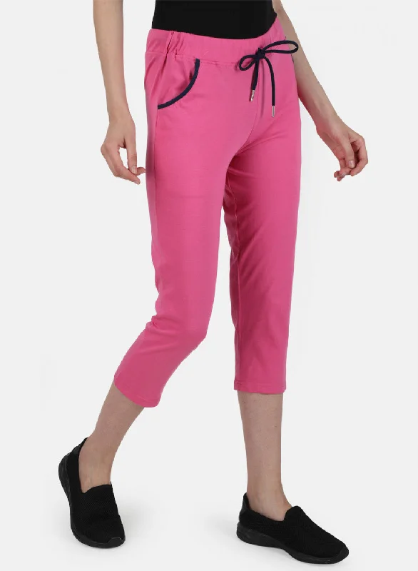 Womens Pink Regular Capri