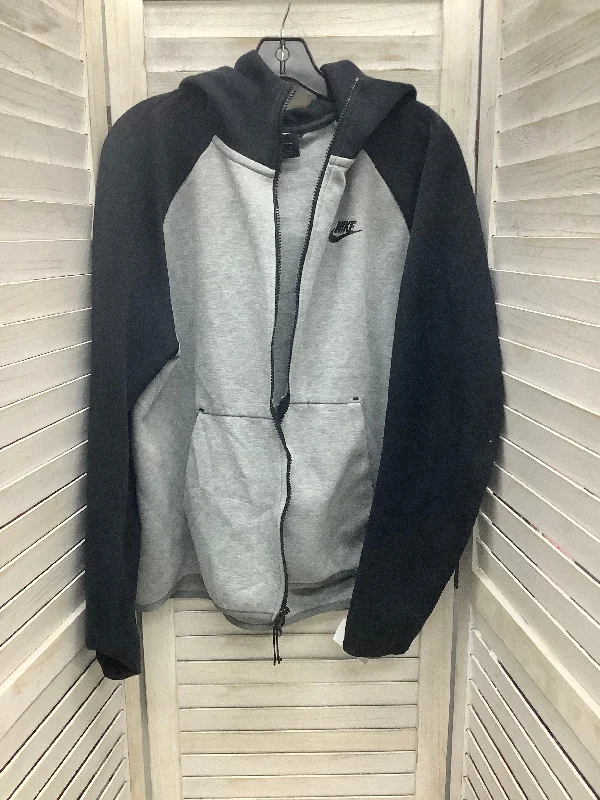 Sweatshirt Hoodie By Nike In Black & Grey, Size: L