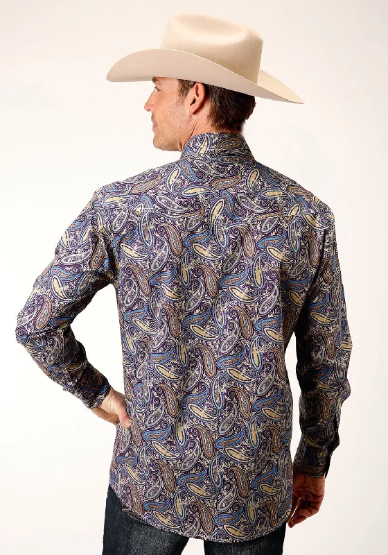 Roper Mens Royal Paisley Multi-Color 100% Cotton L/S Shirt