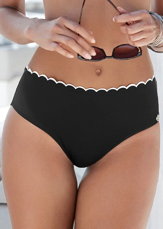 Scalloped mid-rise bottom - Diamond Black