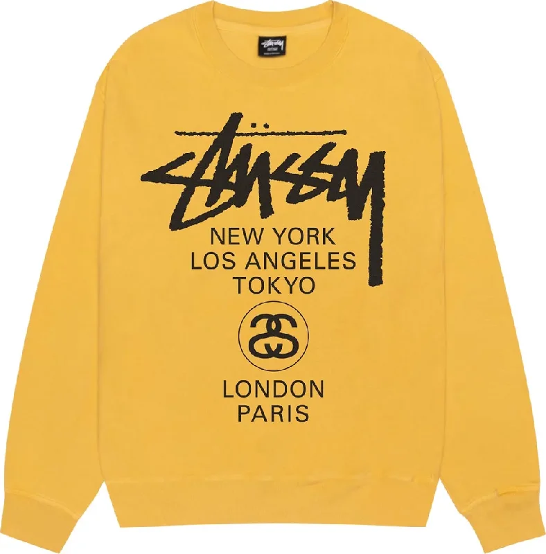 STUSSY Men World Tour Pigment Dyed Crewneck